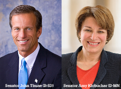 Senator John Thune (R-S.D.) and Senator Amy Klobuchar (D-Minn.)