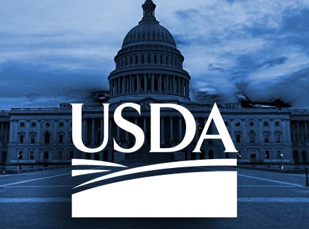 U.S. Department of Agriculture (USDA) logo with a blue background image